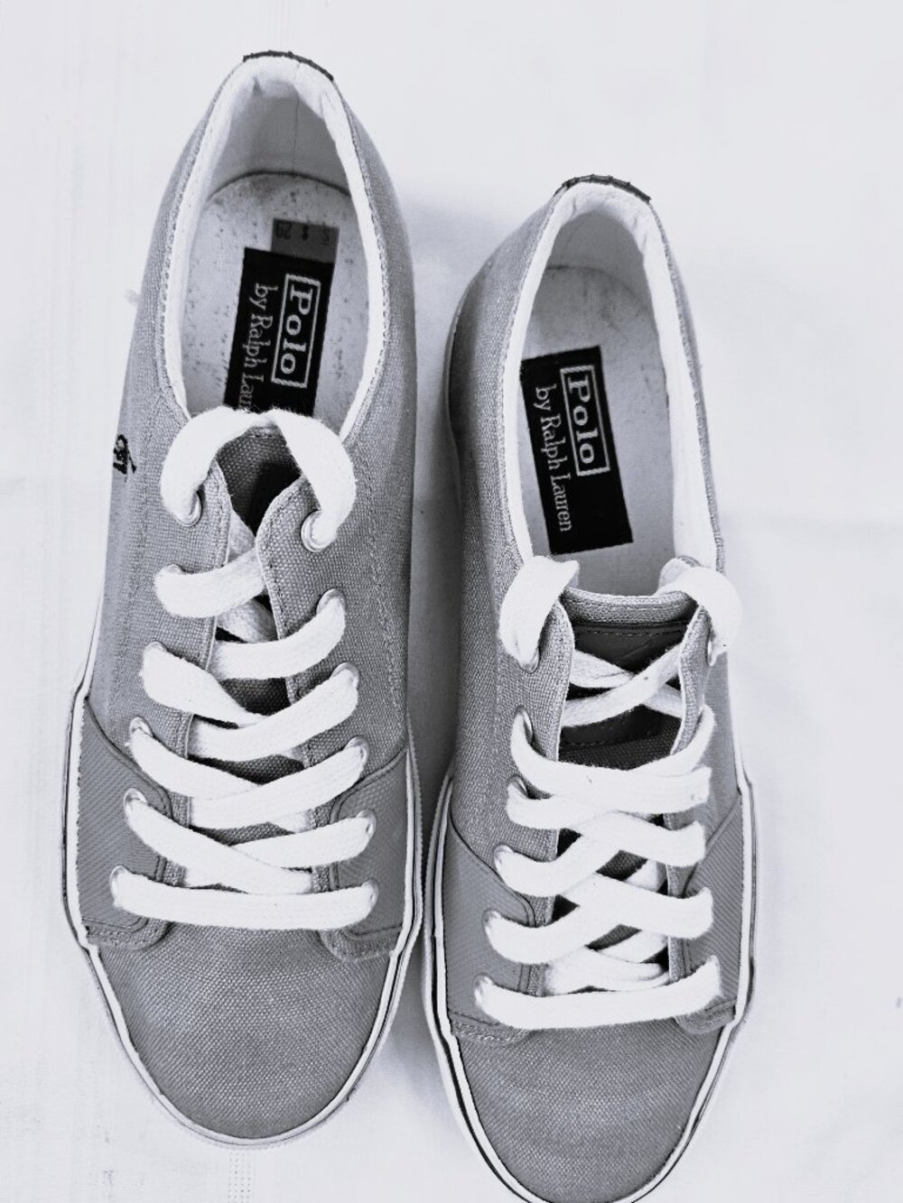 Men's POLO RALPH LAUREN CANTOR lace-up gray sneakers size 8.5 D